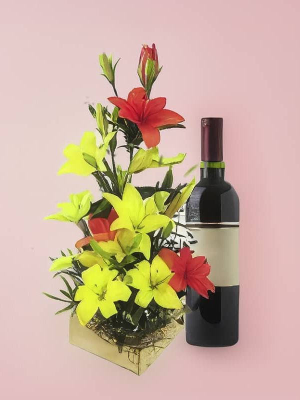 arreglo-de-lirios-y-vino-ecuador